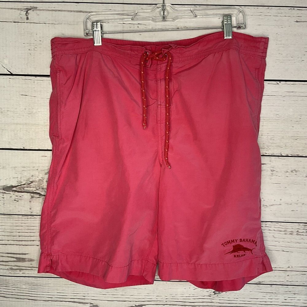 Tommy Bahama Board Shorts Men’s Medium M Trunk Fuchsia Pink Cotton Drawstring